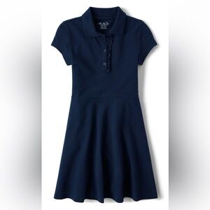 Girls Uniform Ruffle Pique Polo Dress